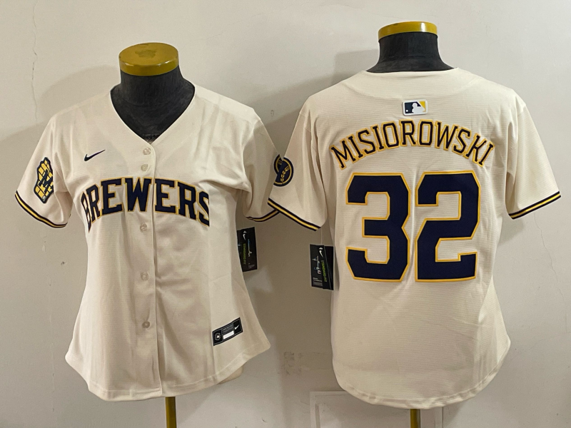 Women 2026 Milwaukee Brewers #32 Misiorowski cream Game Nike MLB Jersey 10040->women mlb jersey->Women Jersey